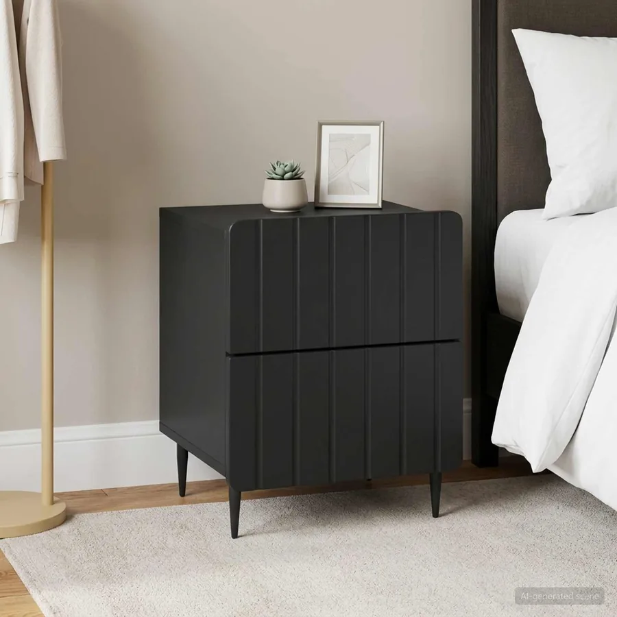 Cabinet de chevet avec tiroir 2 pcs Noir 43 x 34,5 x 49,5 cm