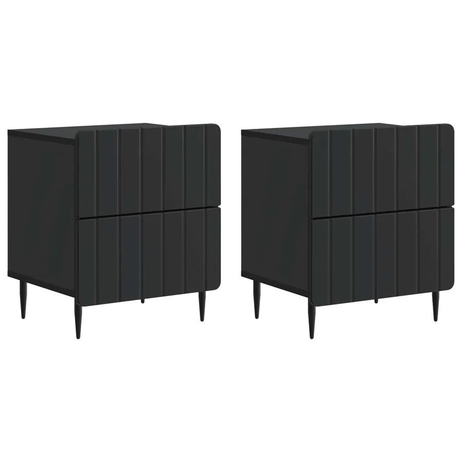 Cabinet de chevet avec tiroir 2 pcs Noir 43 x 34,5 x 49,5 cm - 2