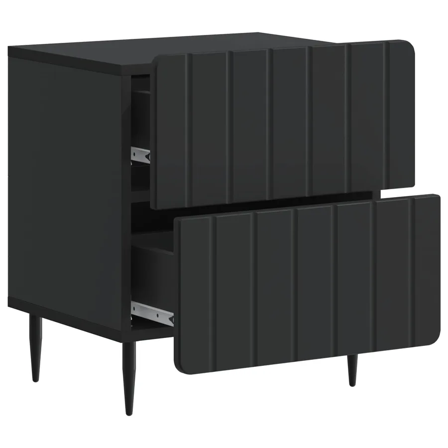 Cabinet de chevet avec tiroir 2 pcs Noir 43 x 34,5 x 49,5 cm - 6