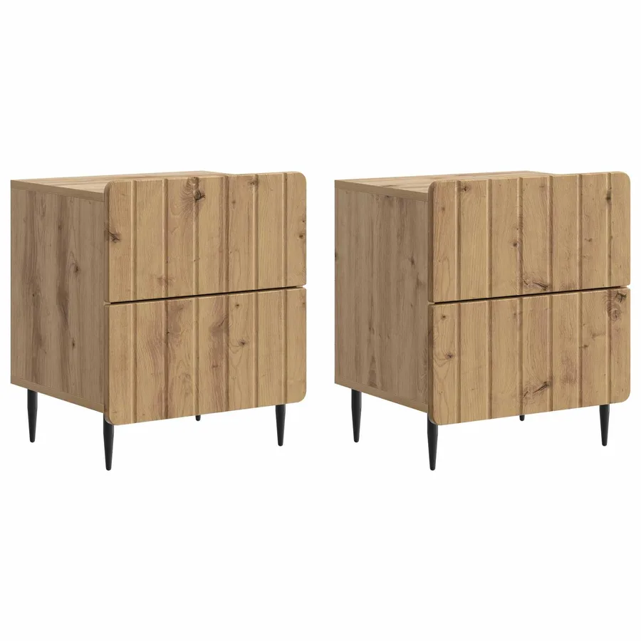 Cabinet de chevet 2 pc Chêne artisanal 43 x 34,5 x 49,5 cm - 2