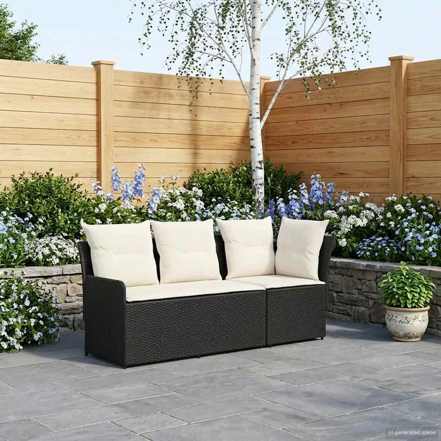 Sofa de jardin avec accoudoirs et sofa d'angle 2 Pièce Rotin PE - 3