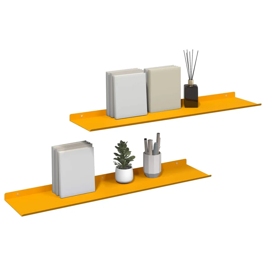 Étagère flottante 2 pcs Jaune moutarde 80 x 18 x 2,5 cm Acier - 3