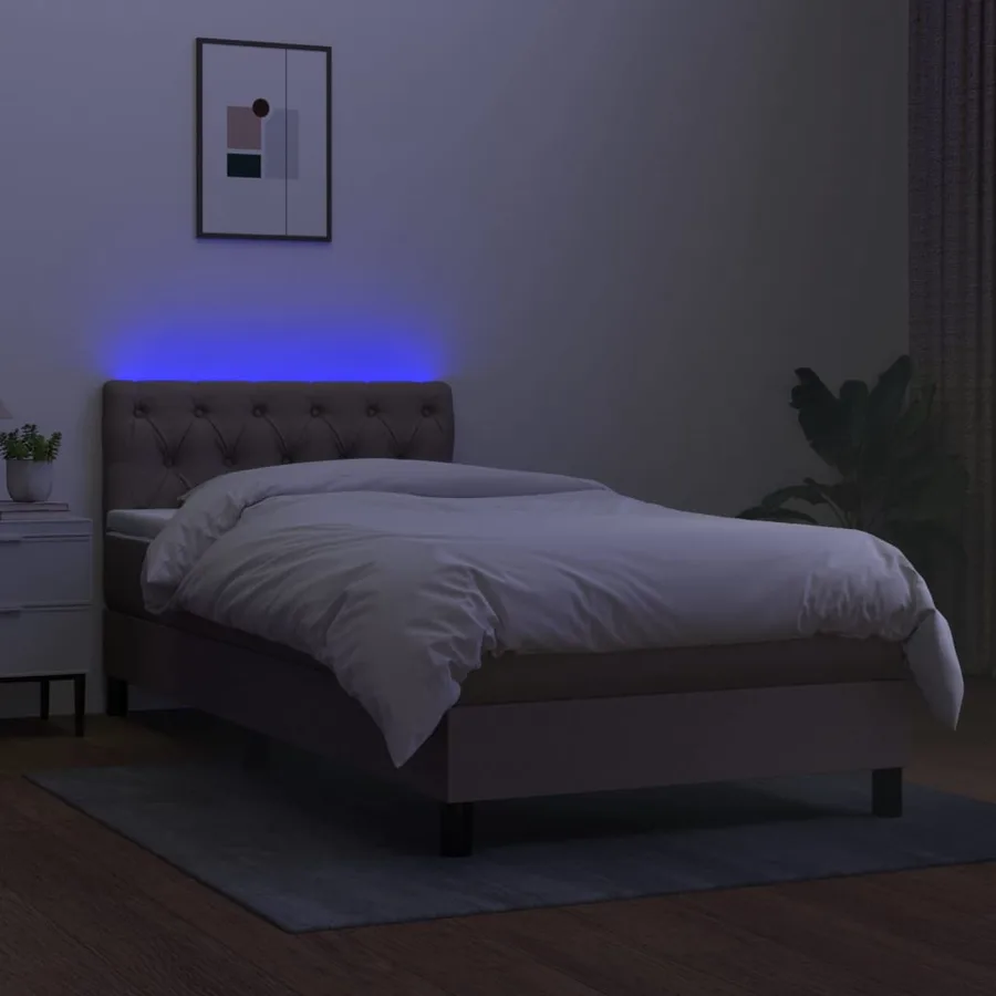 Sommier à lattes de lit avec matelas LED Taupe 80x200 cm Tissu - 4