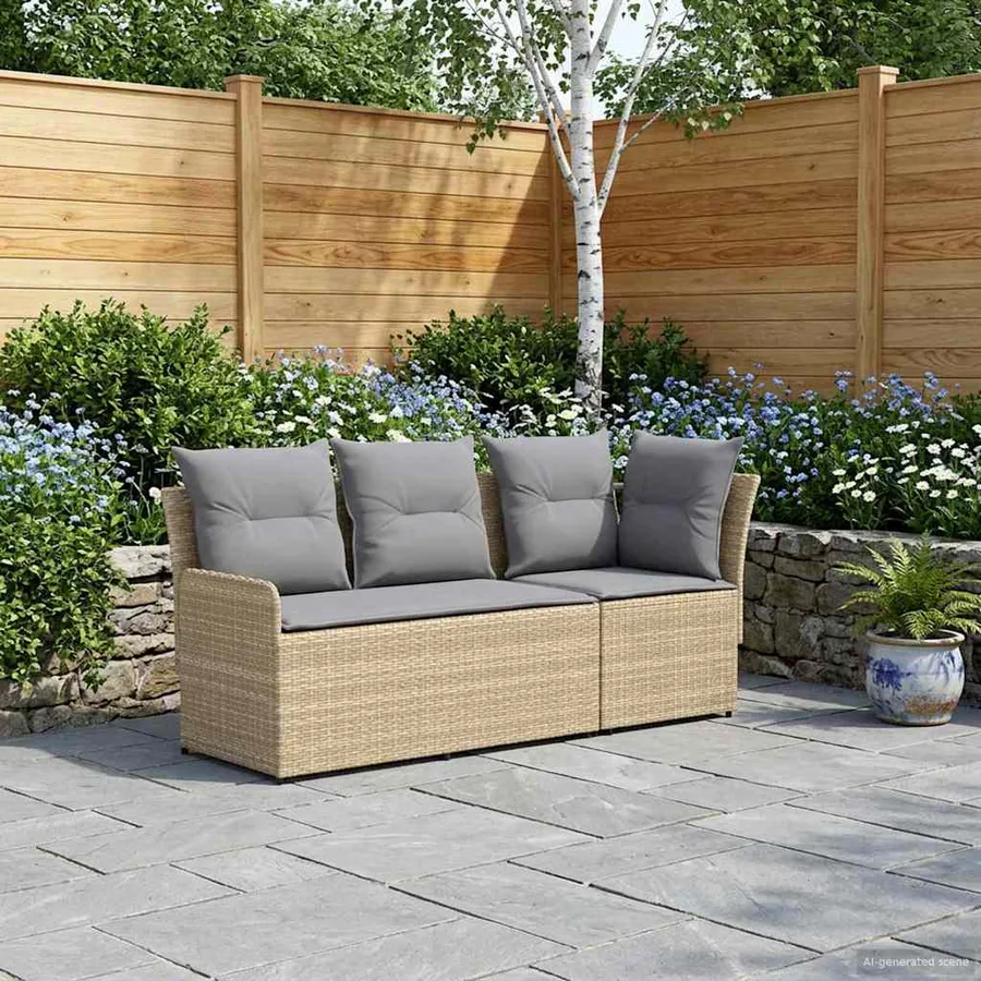 Sofa de jardin avec accoudoirs et sofa d'angle 2 Pièce Rotin PE - 3