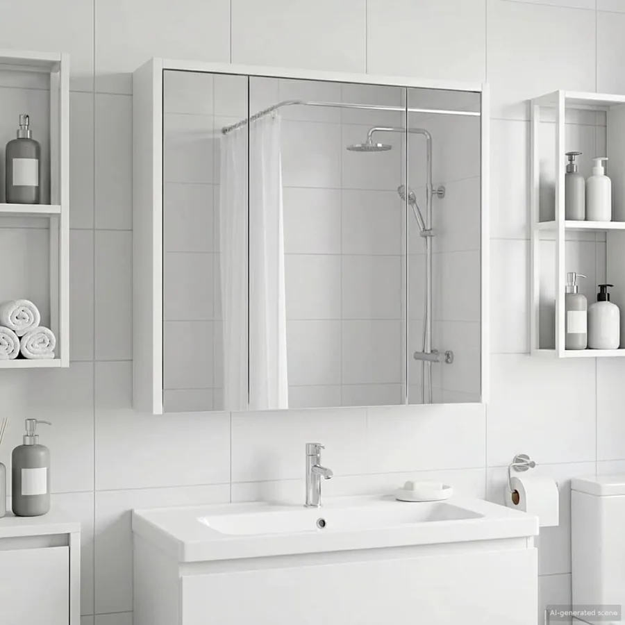 Armoire Miroir de Salle de Bain Blanc 63,5 x 16 x 62,5 cm