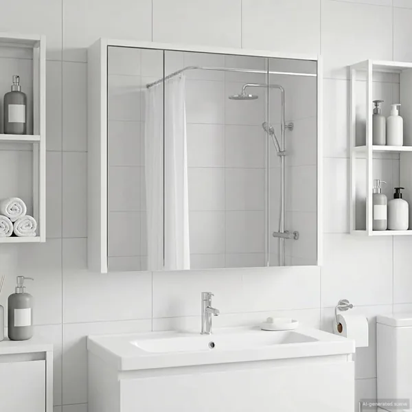 Armoire Miroir de Salle de Bain Blanc 63,5 x 16 x 62,5 cm