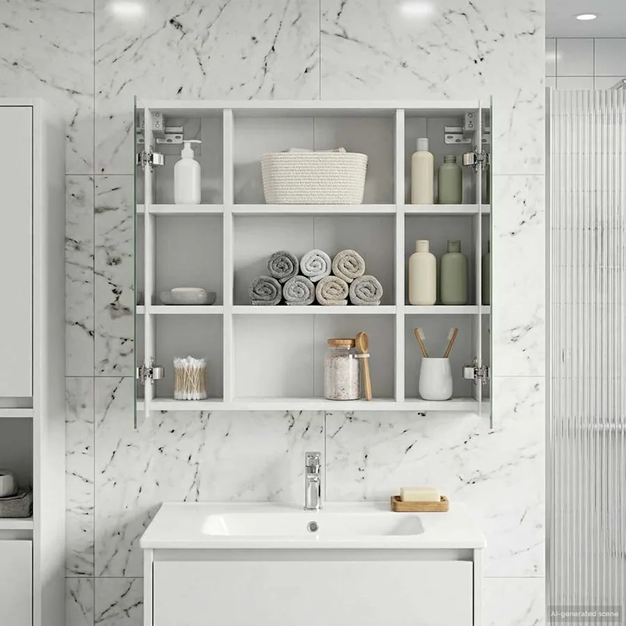 Armoire Miroir de Salle de Bain Blanc 63,5 x 16 x 62,5 cm - 4