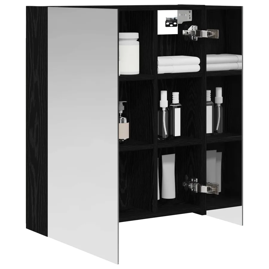 Armoire Miroir de Salle de Bain Chêne noir 60 x 14,5 x 70 cm - 3