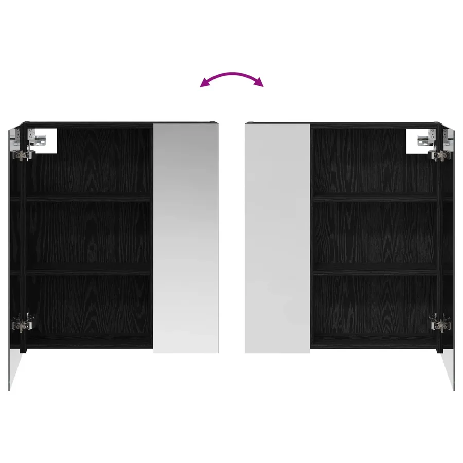 Armoire Miroir de Salle de Bain Chêne noir 60 x 14,5 x 70 cm - 8