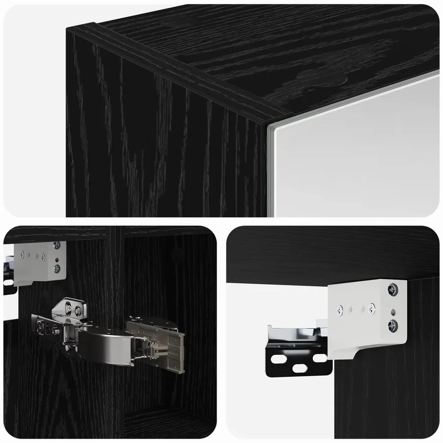 Armoire Miroir de Salle de Bain Chêne noir 60 x 14,5 x 70 cm - 9