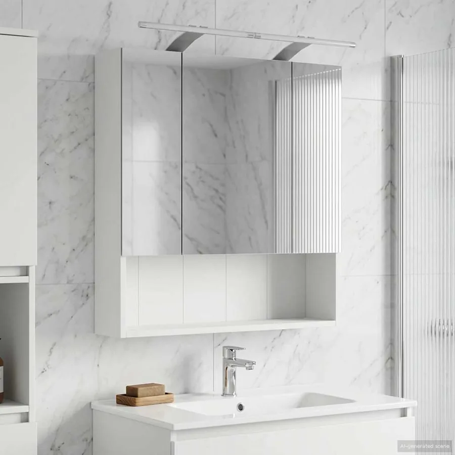 Armoire Miroir de Salle de Bain Blanc 60 x 14.5 x 70 cm