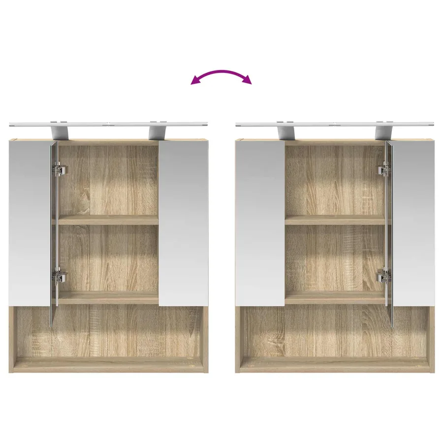 Armoire Miroir de Salle de Bain Chêne Sonoma 60 x 14.5 x 70 cm - 12