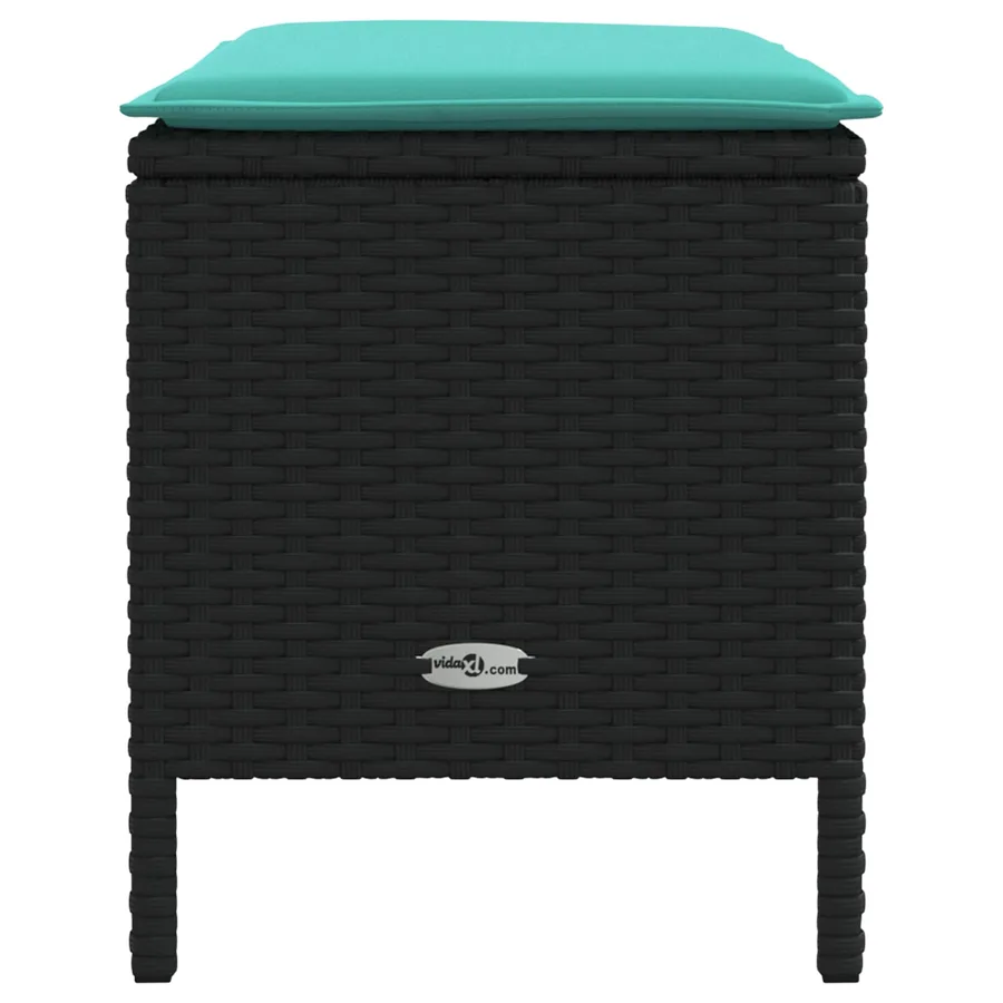 Pouf de Jardin Noir et turquoise 80 x 38 x 42 cm Rotin PE - 3