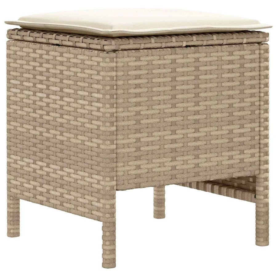 Pouf de Jardin 2 Pièce Beige et crème 38 x 38 x 45 cm Rotin PE - 6
