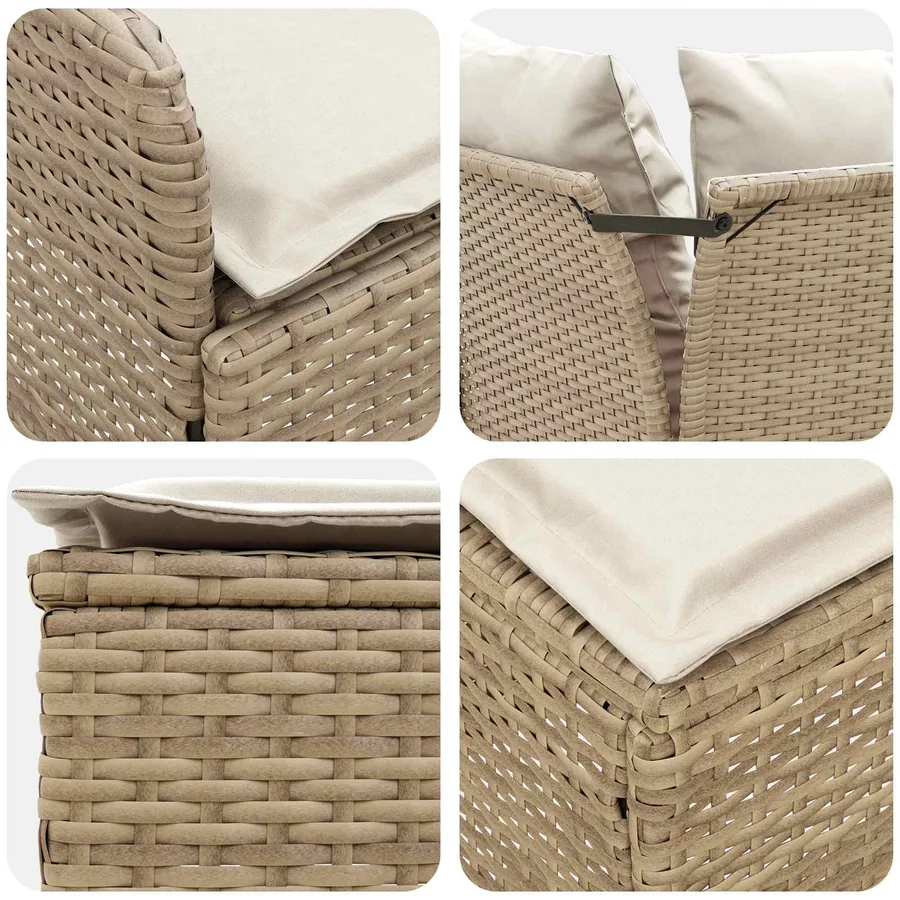Ensembles de meubles 7 pcs Beige et crème Rotin PE - 10