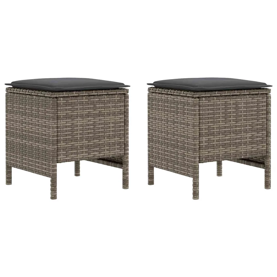 Pouf de Jardin 2 Pièce Gris et Gris foncé 38 x 38 x 45 cm - 2