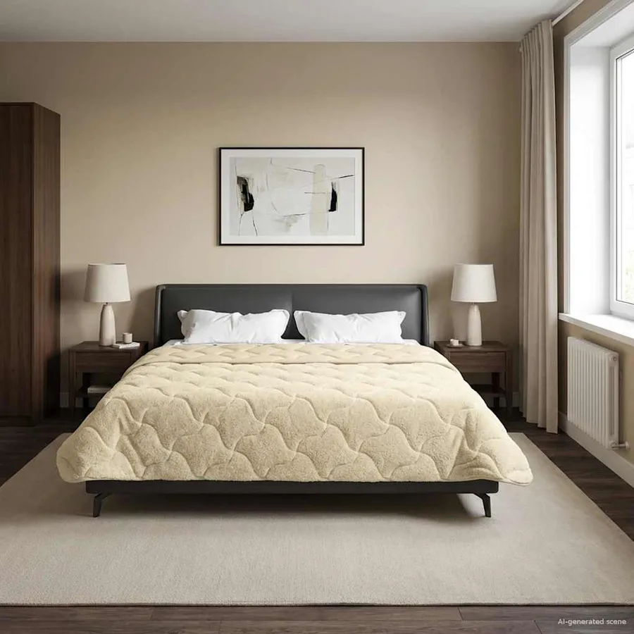 Duvet d'hiver Crème 220 x 260 cm Microfibre et polaire Teddy - 4