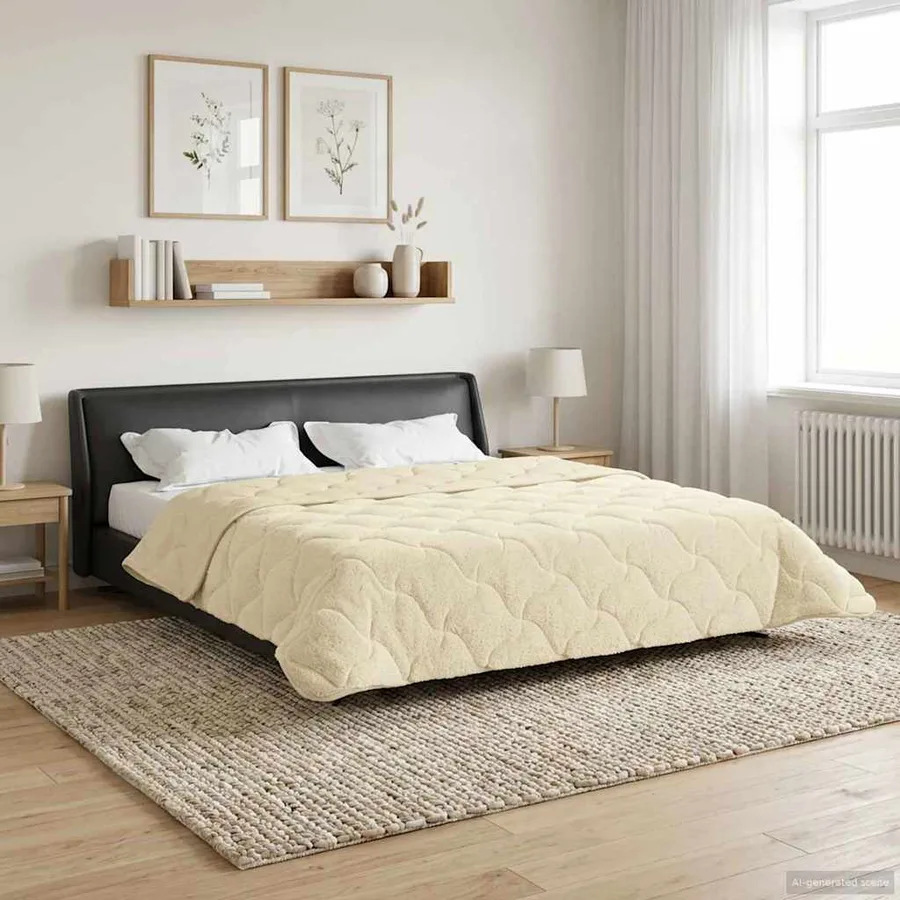 Duvet d'hiver Crème 200 x 240 cm Microfibre et polaire Teddy - 4