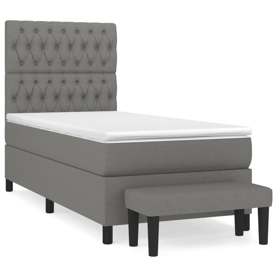 Sommier à lattes de lit avec matelas Gris foncé 100x200cm Tissu - 3