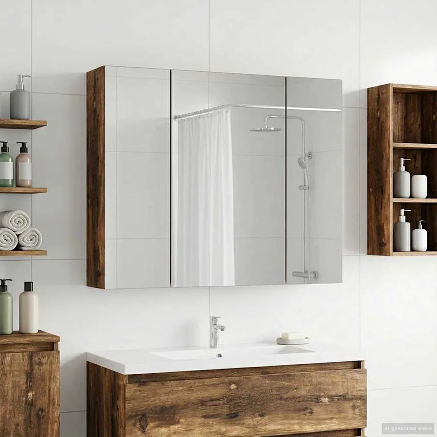 Armoire Miroir de Salle de Bain Chêne fumé 60 x 14,5 x 50 cm - 4