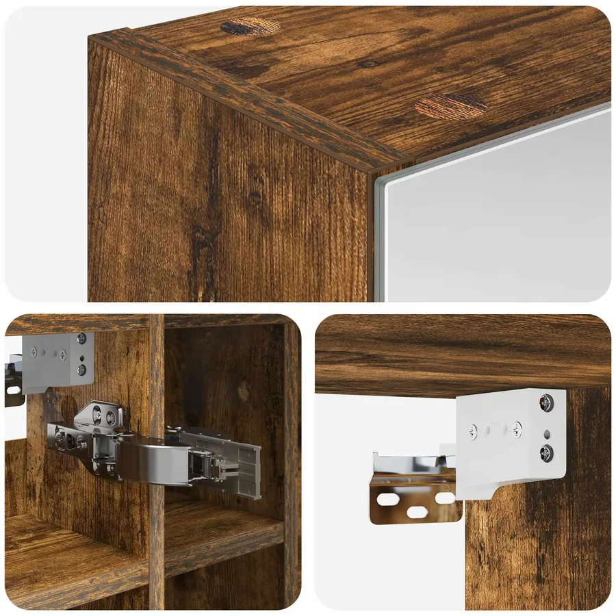 Armoire Miroir de Salle de Bain Chêne fumé 60 x 14,5 x 50 cm - 9