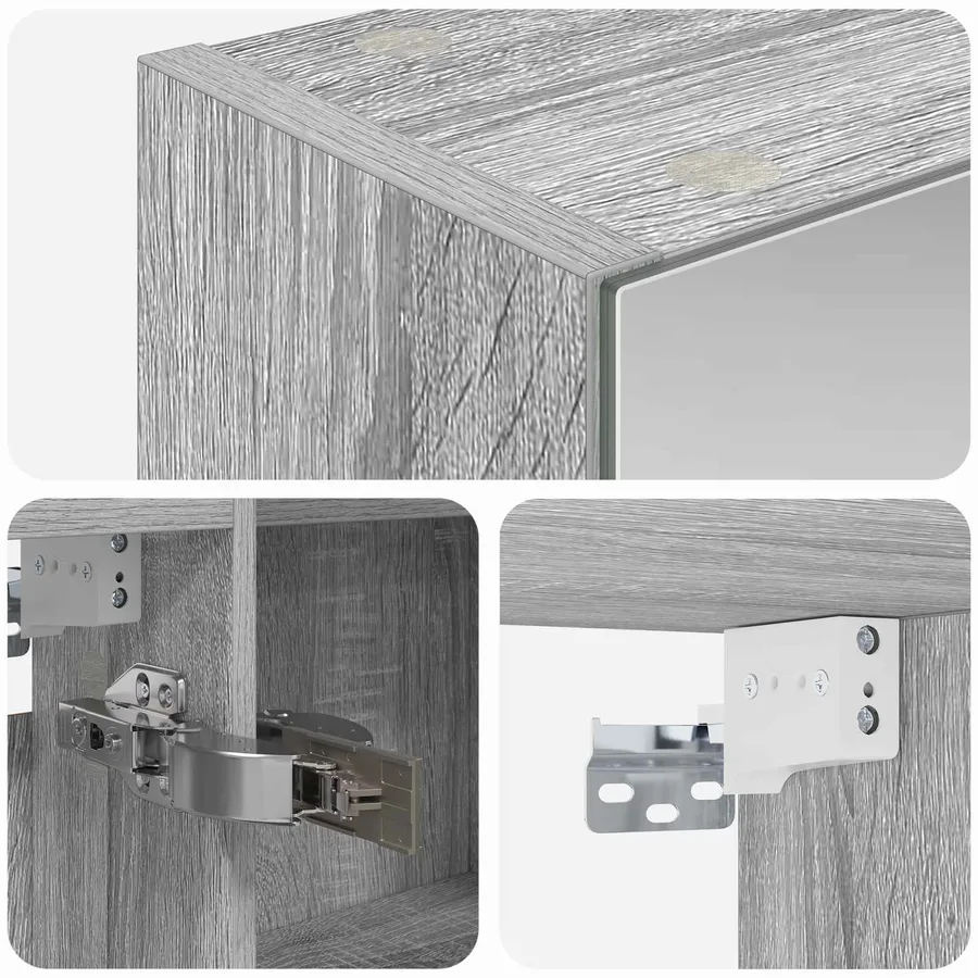 Armoire Miroir de Salle de Bain Gris Sonoma 100 x 14,5 x 70 cm - 9