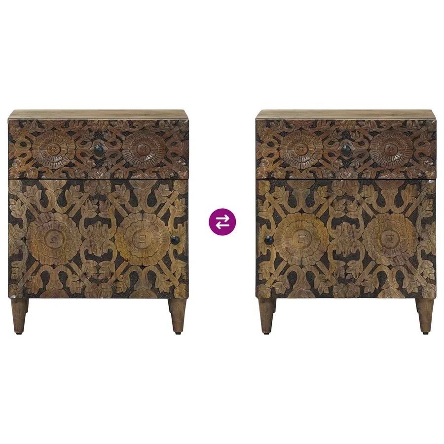 Armoire de lit Marron 50 x 33 x 60 cm Bois de mangue massif - 10