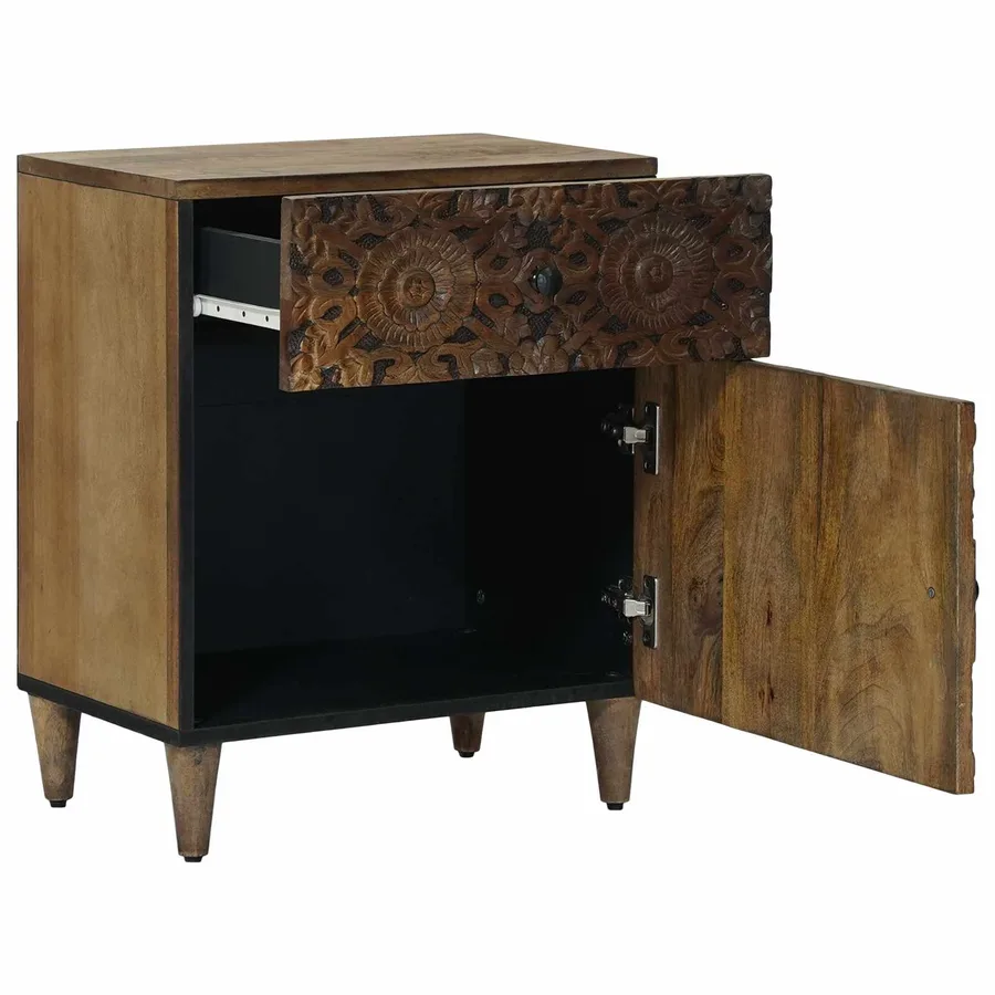 Armoire de lit Marron 50 x 33 x 60 cm Bois de mangue massif - 2