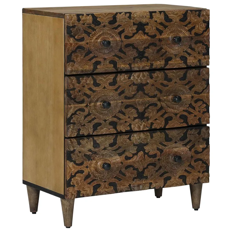 Buffet 2 pcs Marron 60 x 33,5 x 75 cm Bois de mangue massif - 3