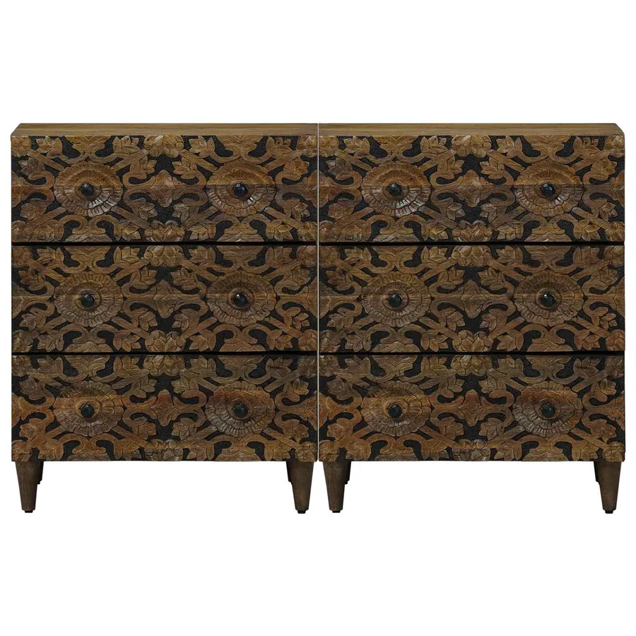 Buffet 2 pcs Marron 60 x 33,5 x 75 cm Bois de mangue massif - 4