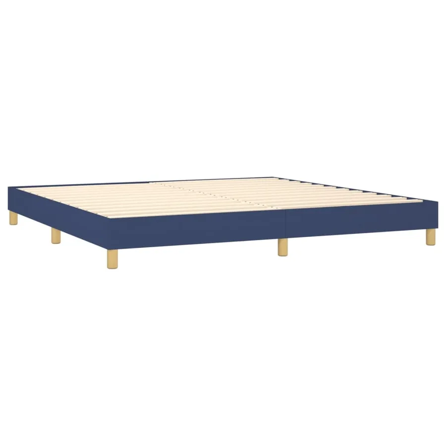 Sommier à lattes de lit avec matelas Bleu 200x200 cm Tissu - 4