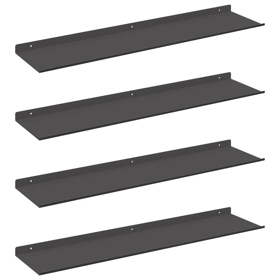 Étagère flottante 4 pcs Noir 80 x 18 x 2,5 cm Acier - 2