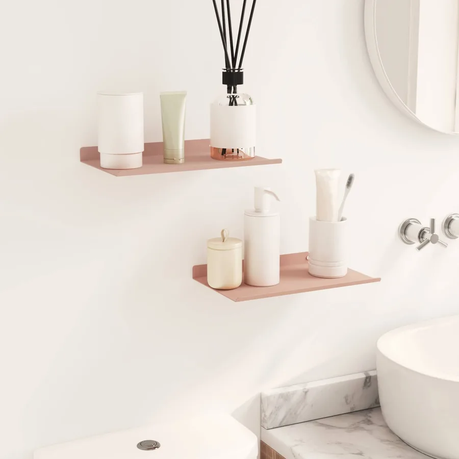 Étagère flottante 2 pcs Rose 30 x 18 x 2,5 cm Acier - 4