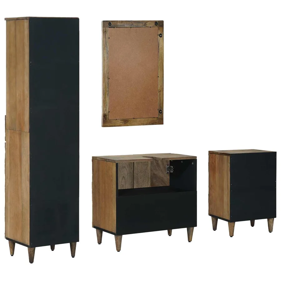Ensemble de mobilier de salle de bain avec tiroir 4 pcs Marron - 8