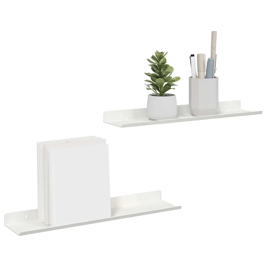 Étagère flottante 2 pcs Blanc 40 x 8,5 x 2,5 cm Acier - 3