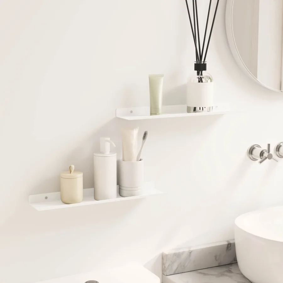 Étagère flottante 2 pcs Blanc 40 x 8,5 x 2,5 cm Acier - 4