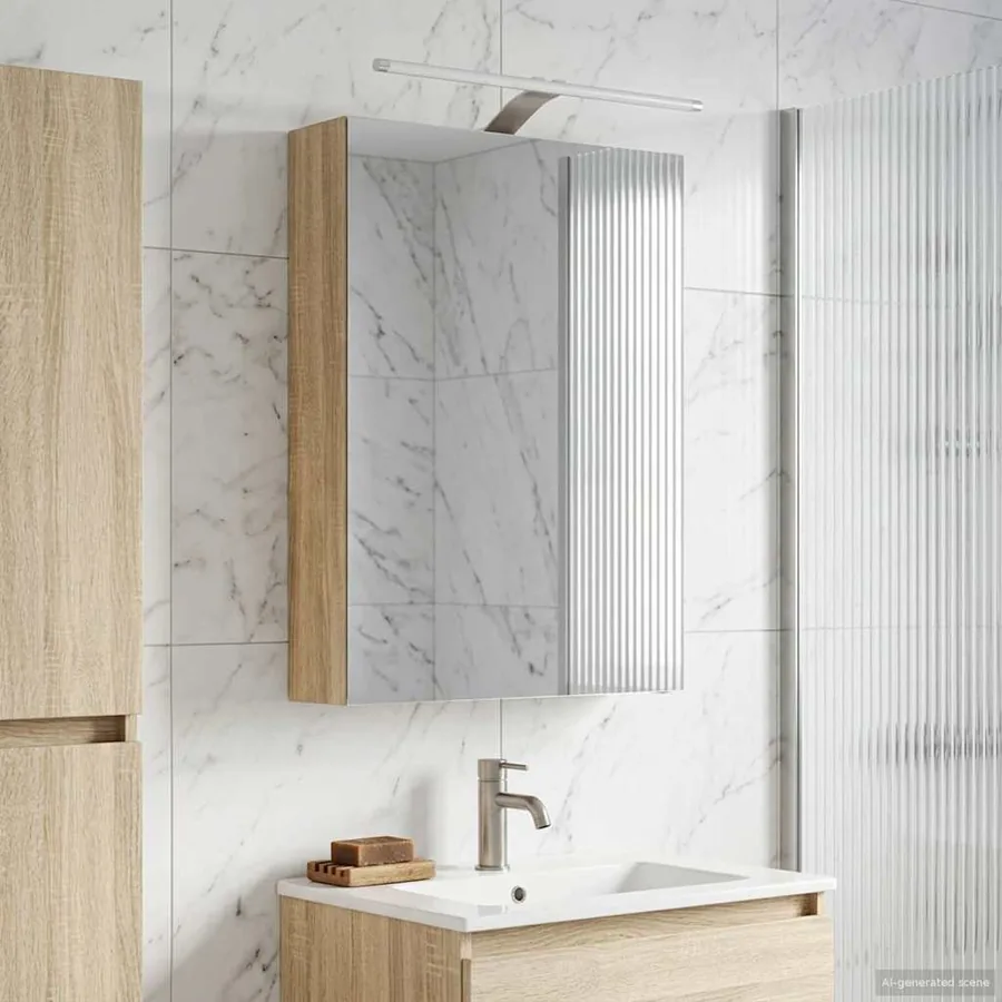 Armoire Miroir de Salle de Bain Chêne Sonoma 50 x 14,5 x 70 cm