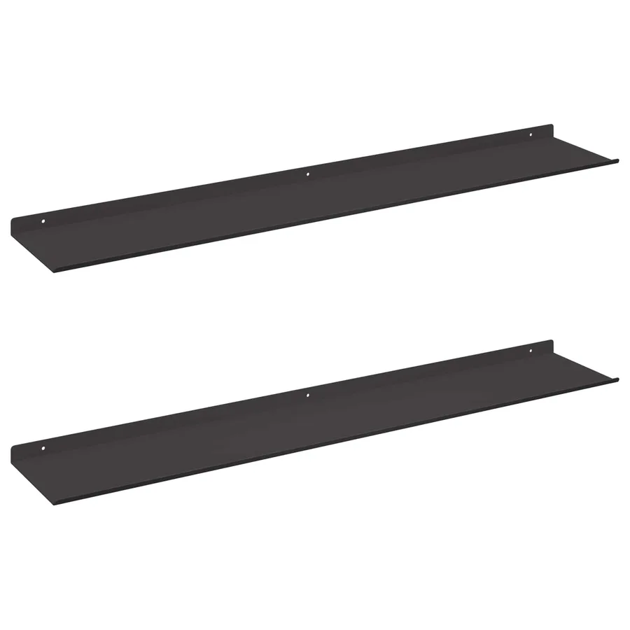 Étagère flottante 2 pcs Noir 100 x 18 x 2,5 cm Acier - 2