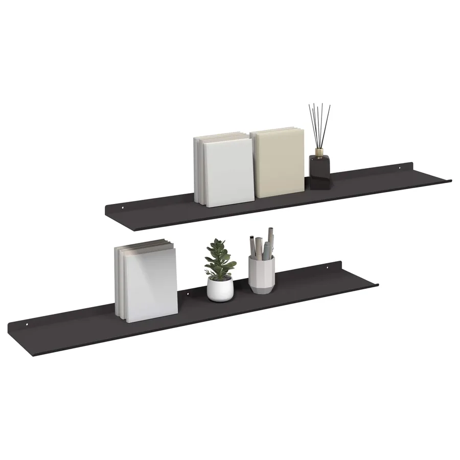 Étagère flottante 2 pcs Noir 100 x 18 x 2,5 cm Acier - 3