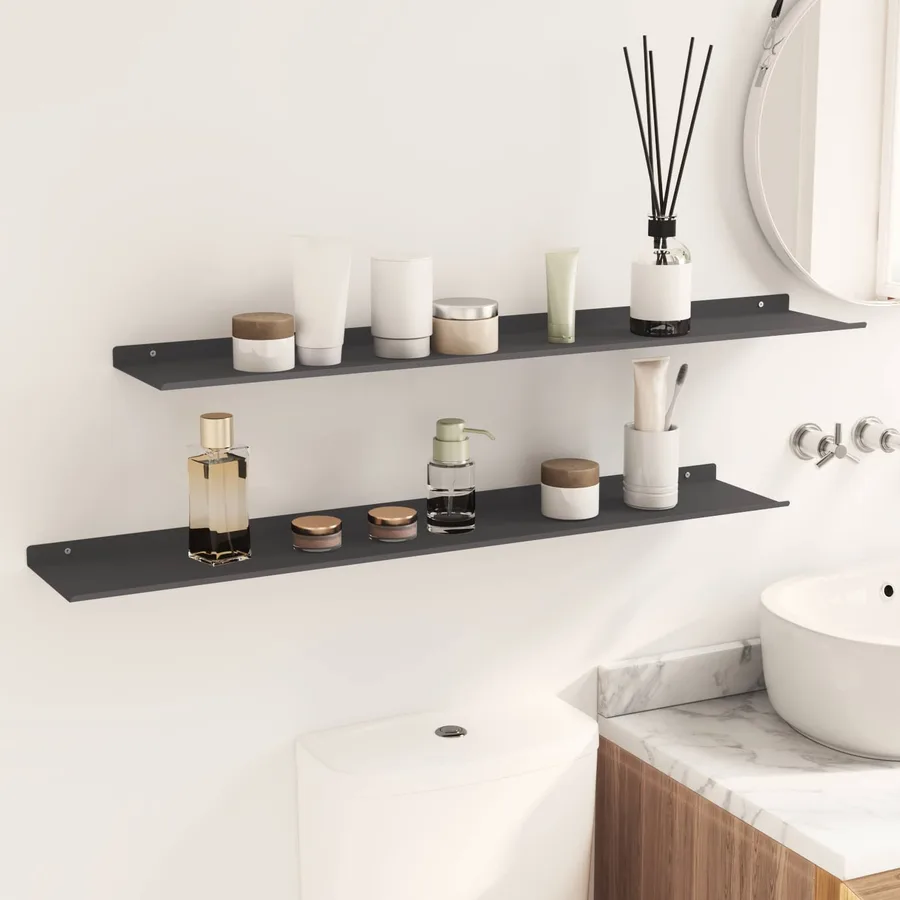Étagère flottante 2 pcs Noir 100 x 18 x 2,5 cm Acier - 4