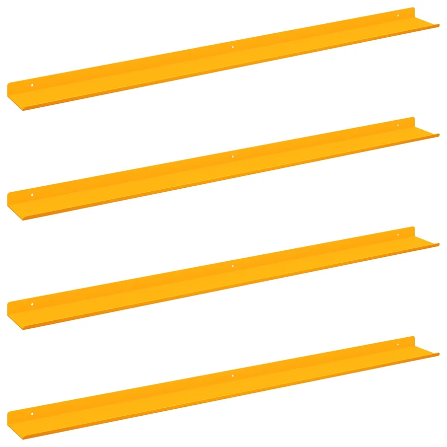 Étagère flottante 4 pcs Jaune moutarde 100 x 9 x 2,5 cm Acier - 2
