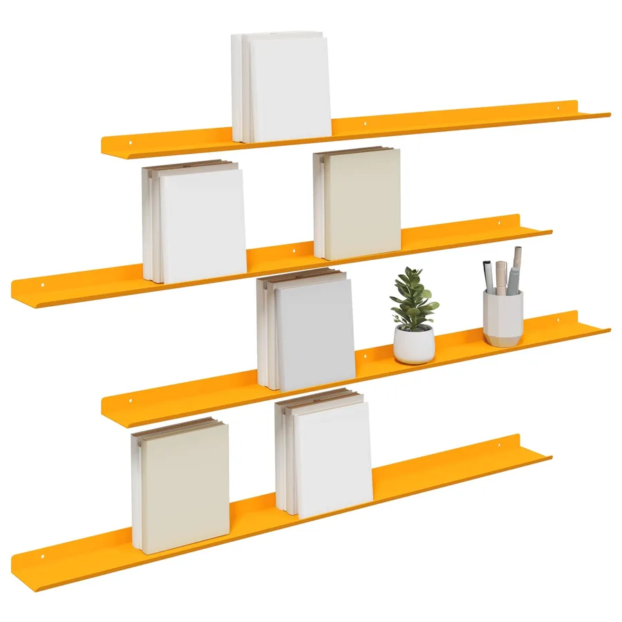 Étagère flottante 4 pcs Jaune moutarde 100 x 9 x 2,5 cm Acier - 3