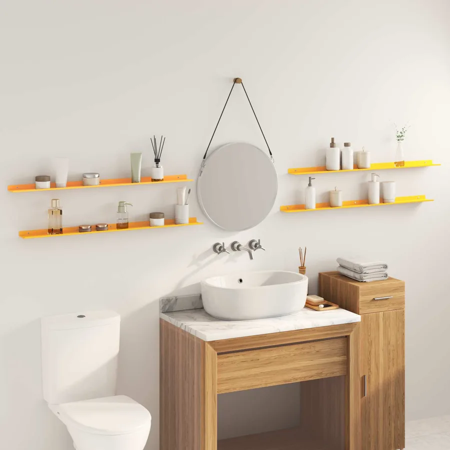 Étagère flottante 4 pcs Jaune moutarde 100 x 9 x 2,5 cm Acier - 4