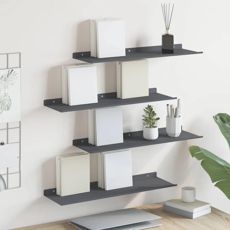Étagère flottante 4 pcs Anthracite 60 x 18 x 2,5 cm Acier