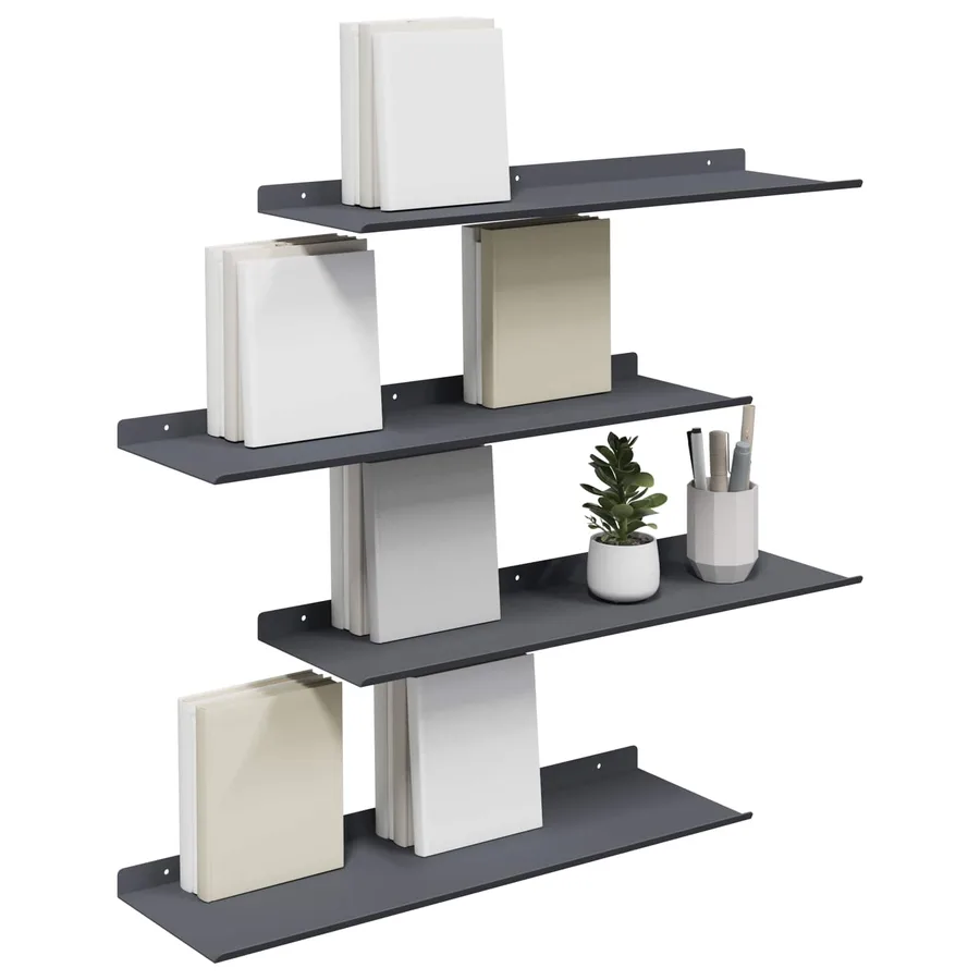 Étagère flottante 4 pcs Anthracite 60 x 18 x 2,5 cm Acier - 3