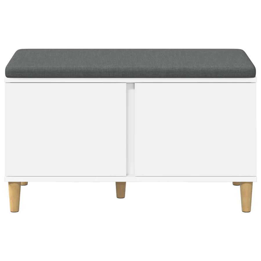 Banc d'entrée Blanc 80 x 38 x 46 cm Bois Ingénierie et Tissu - 6