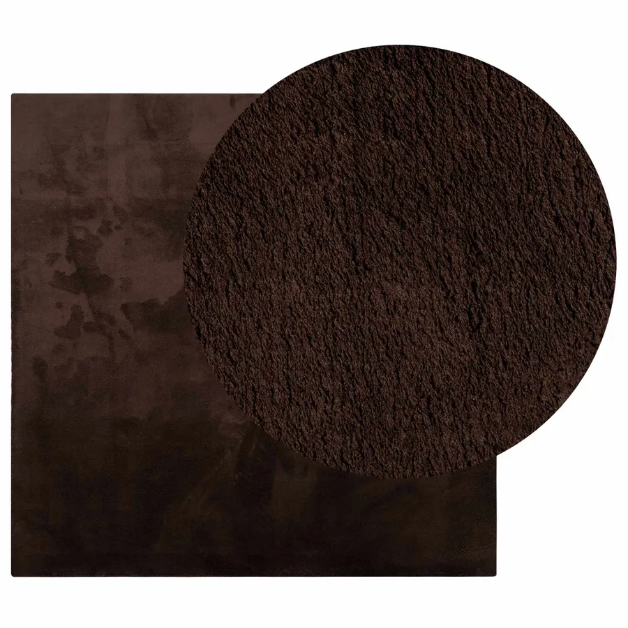 Tapis doux à poils moyens et lavable HUARTE Marron 120 x 120 cm - 3