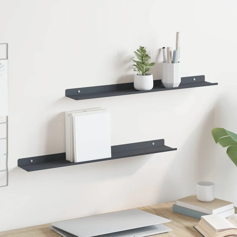 Étagère flottante 2 pcs Anthracite 60 x 8,5 x 2,5 cm Acier
