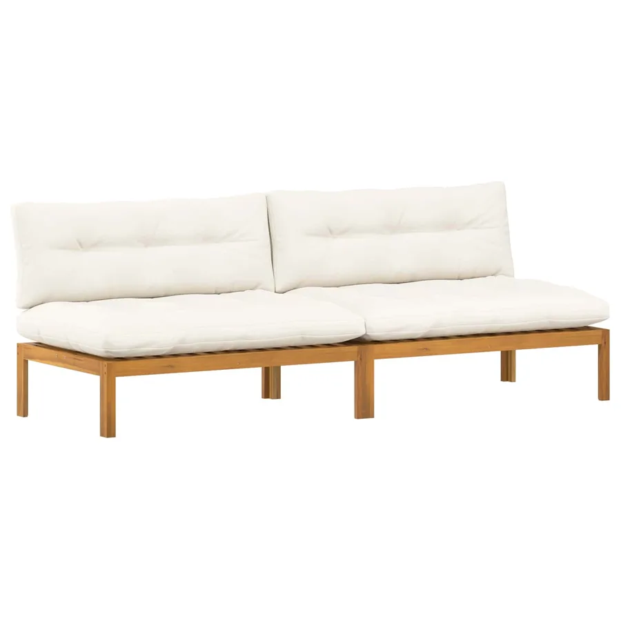 Unité de canapé du milieu 2 pc Blanc Naturel et Crème - 2