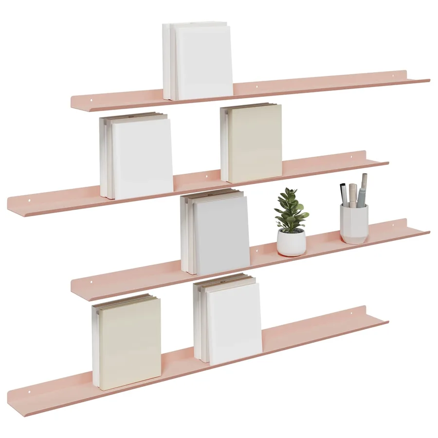 Étagère flottante 4 pcs Rose 100 x 9 x 2,5 cm Acier - 3